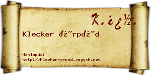 Klecker Árpád névjegykártya