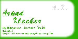 arpad klecker business card